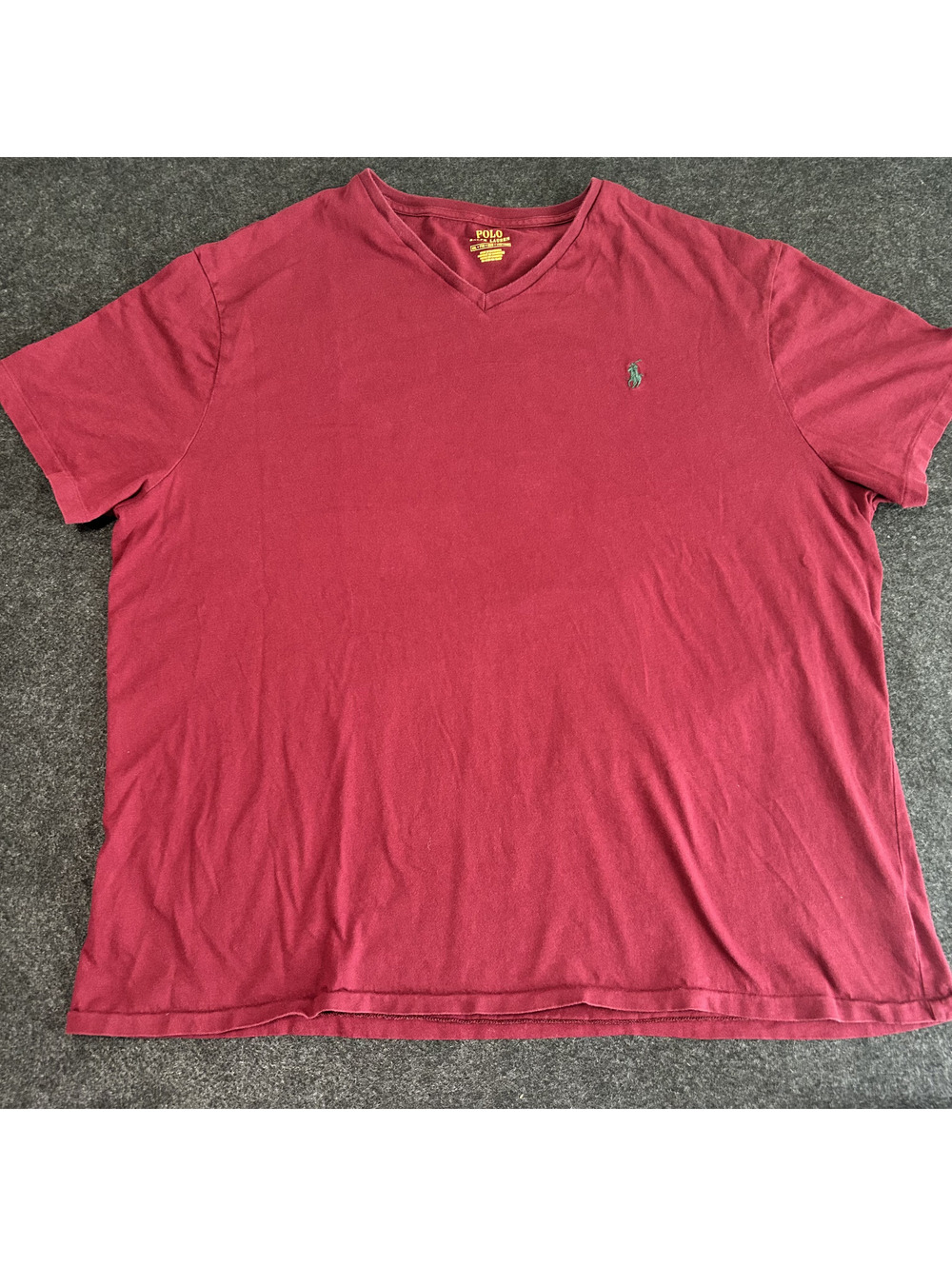 Polo Ralph Lauren V-Neck T-Shirt Burgundy Maroon Men’s Size XXL Short Sleeve